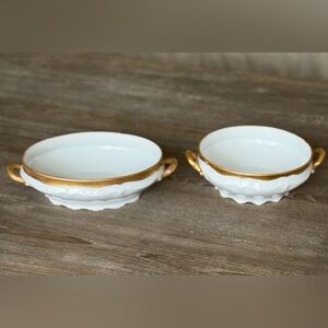 Antique O.& E.G. Royal Austria Gold Encrusted Scalloped Serving Bowls -Set of 2
